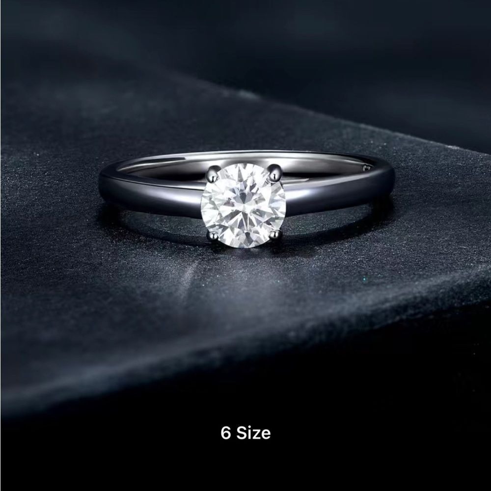 0.6ct Certified Moissanite Promise or engagement Ring 14K over 925 silver size 6